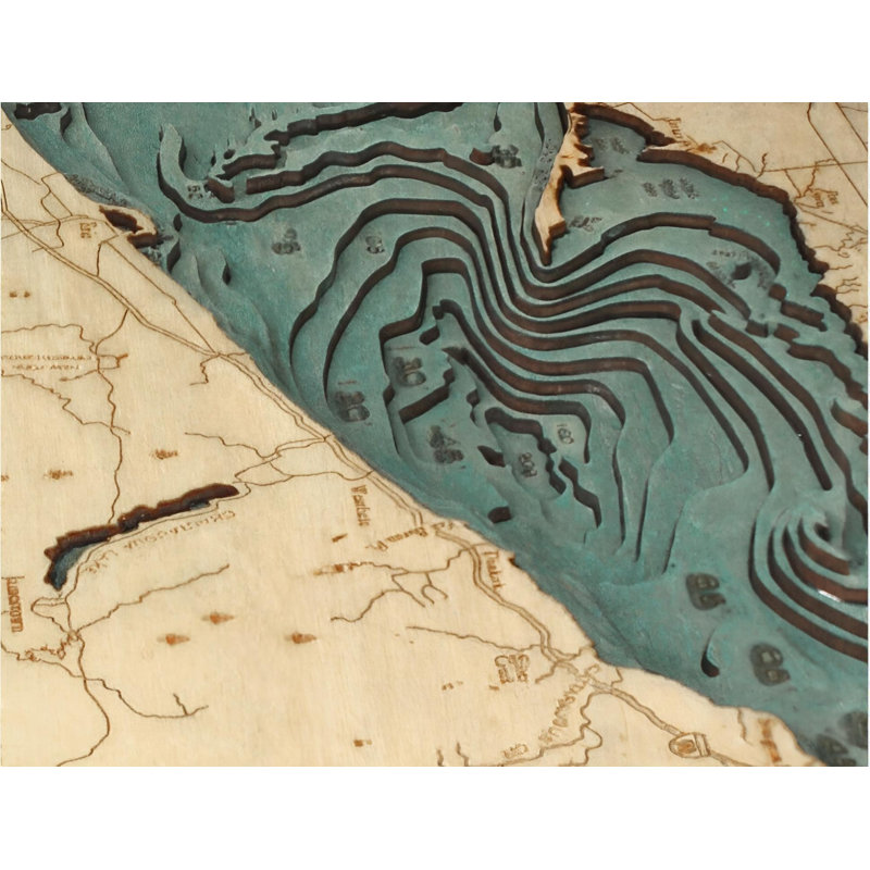 Carte murale Katheen 3-D nautique - Lac Érié, Vert