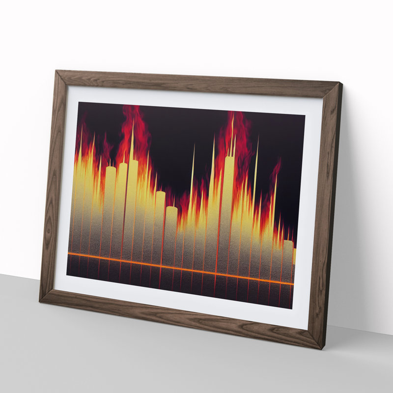 XH1022-7511X Riveting Skyscraper Skyline Abstract - Single Picture Frame Painting, 34cm H x 46cm W x 2cm D, Walnut 