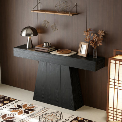 Farmhouse Console Table Entryway Table Sofa Table with Trapezoidal Base