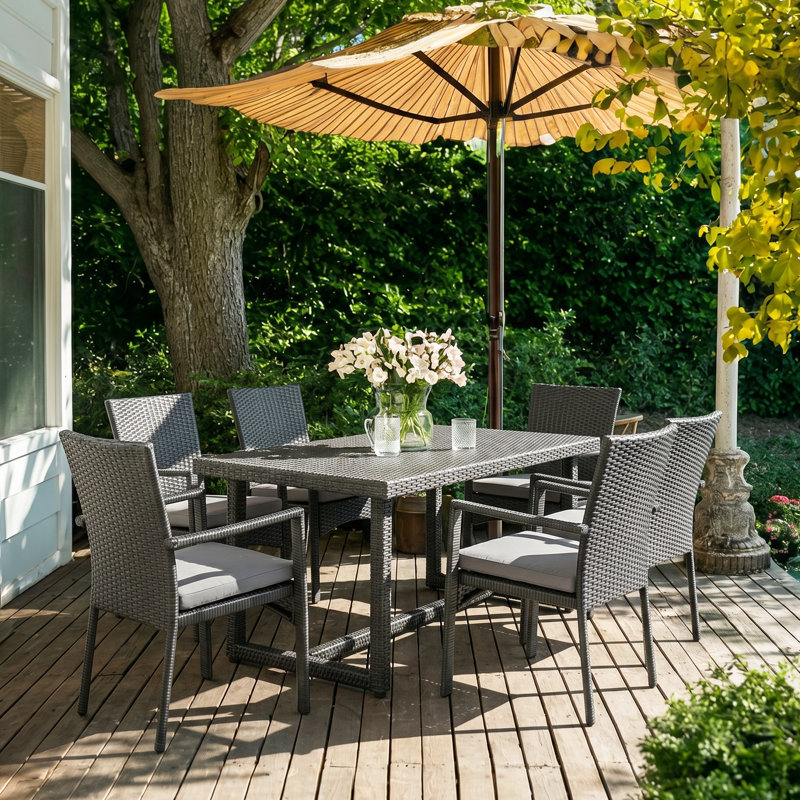 Billie-Mai 6 - Person Wicker Patio Dining Set with Rectangular Table