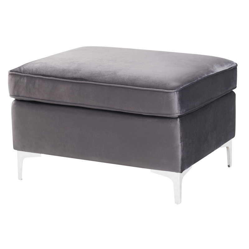 Ottawa Rectangle Ottoman, Gray Velvet