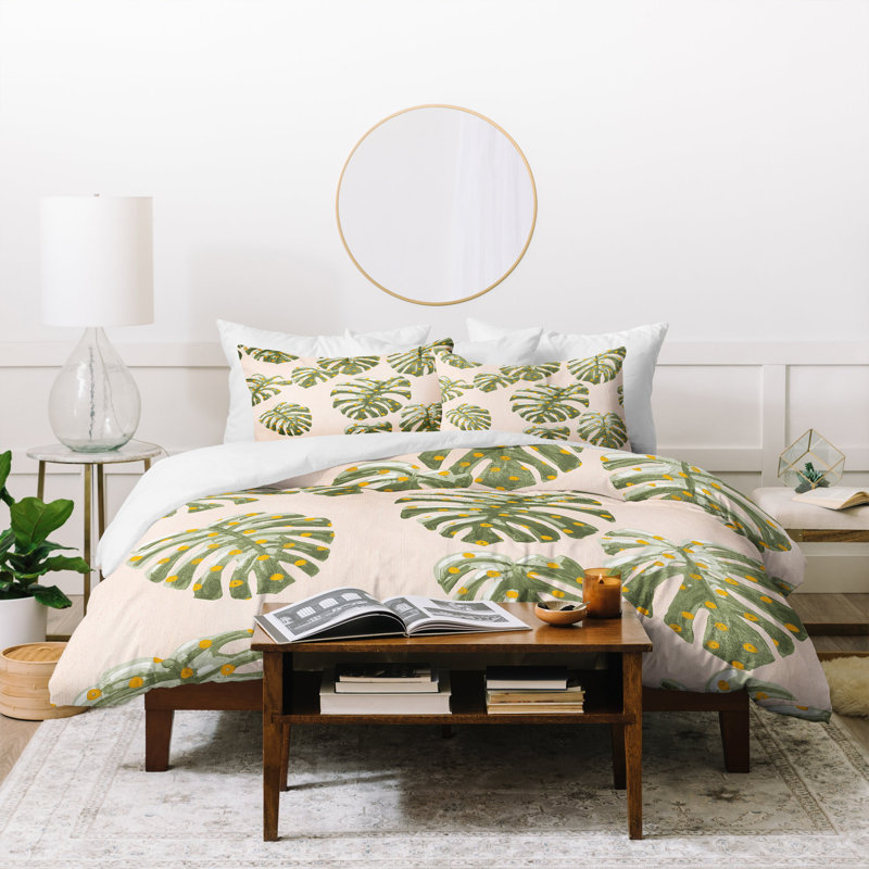 Coastal Polyester Floral Duvet Cover