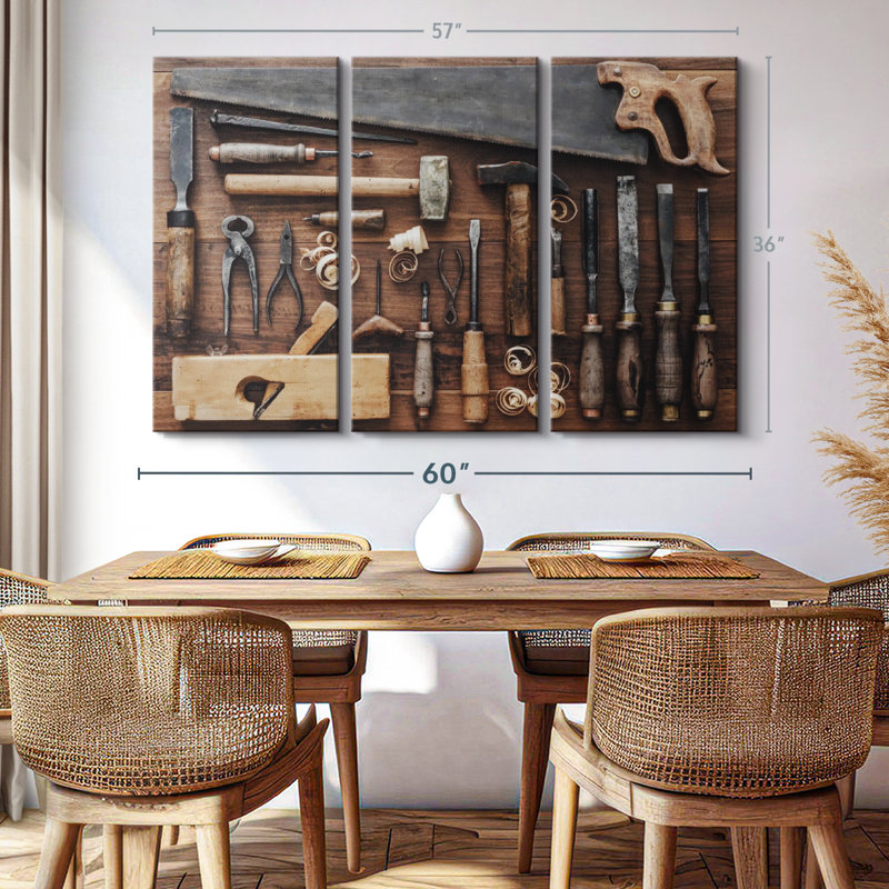 " Old Carpentry Tools " on, 36" H x 57" W