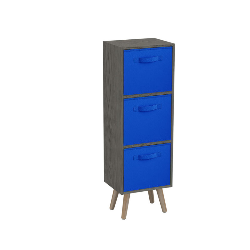 Fika 30cm W 3 - Drawer Chest of Drawers, Dark Blue/Pine