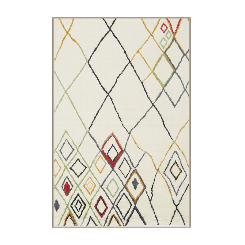 Tapis contemporain beige / rouge, Rectangle 2 pi x 4 pi