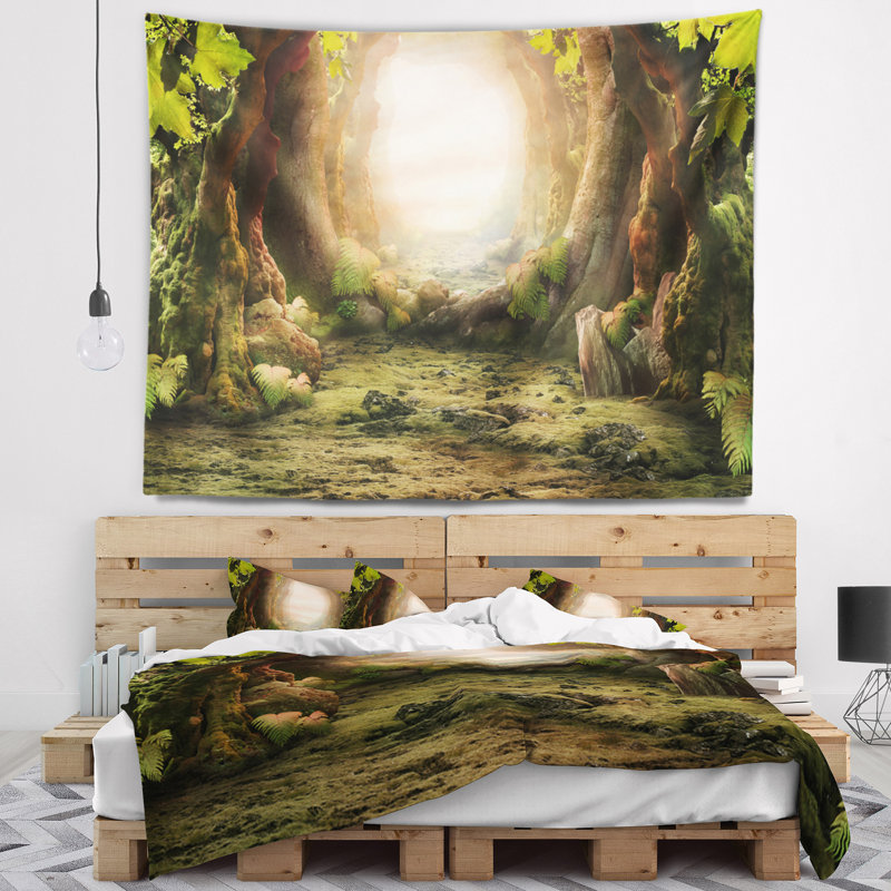 Tapisserie de polyester vert en polyester avec accessoires suspendus inclus, H 32 po x l 39 po