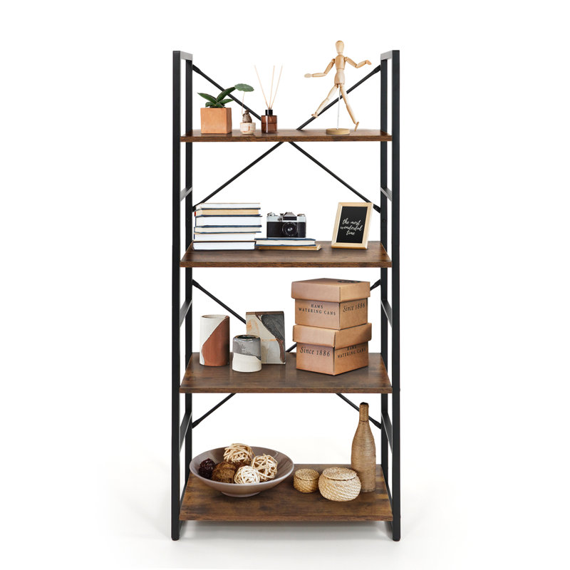 Caphaus 4 Tier Free Standing Shelf, 24 Inch Width Bookshelf, Bookcase Shelf Storage Organizer