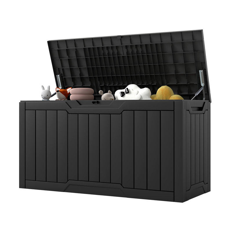 Quartey 100 Gallons Water Resistant Resin Lockable Deck Box, Black