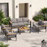 7-Person Aluminum Outdoor Patio Modular Seating Group With Removable Cushions
