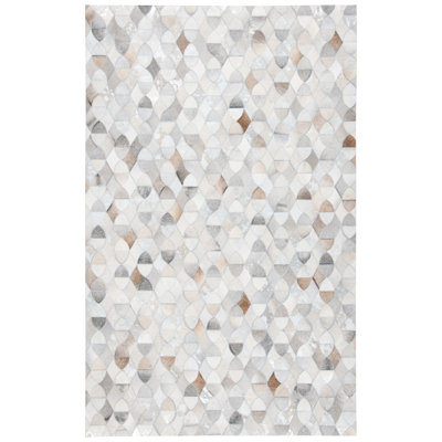 Abbie-Lei Flat Weave Hair On Leather Geometric Rug