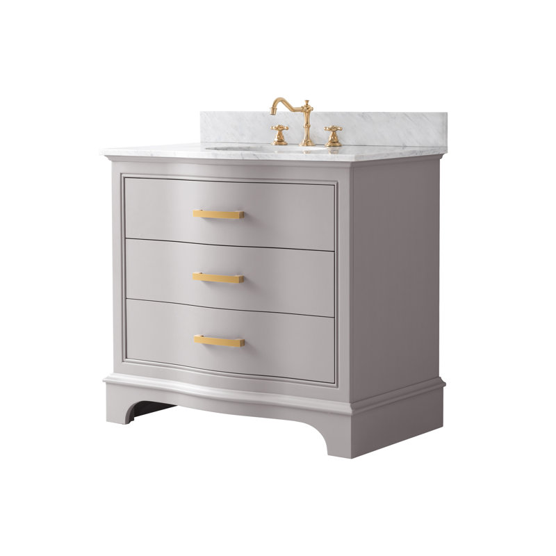 Ensemble de meuble-lavabo simple 36 po Goleta, Taupe / or brossé