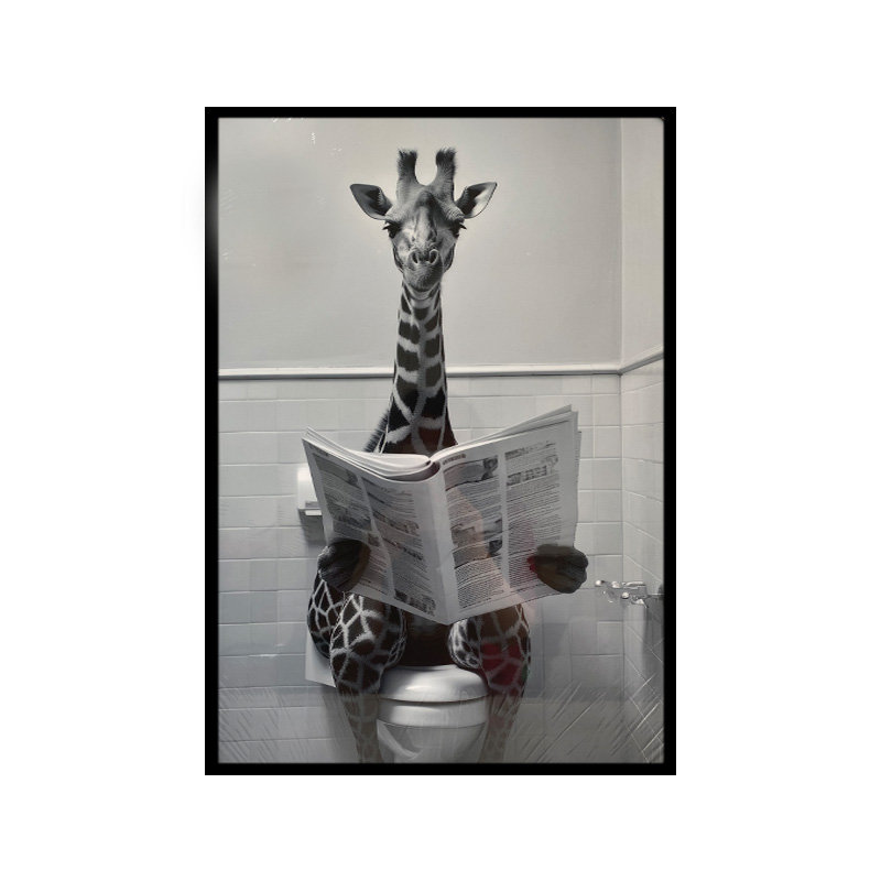 Girafe lisant un journal mural