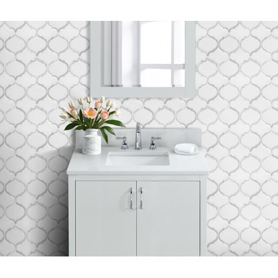 31 Inch Snow White Engineered Vanity Top With Sink & Backsplash