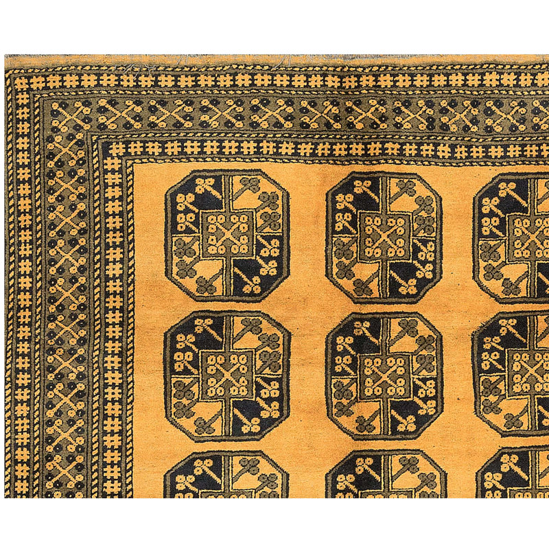 Tapis doré et noir noué à la main de haute qualité