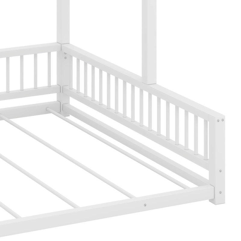 Twin XL Over Queen Bunk Beds With Ladder & Guardrails, White