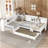 L-Shaped Platform Bed Twin Size With Trundle, Solid Wood Platform Bed With Storage Drawers And Shelves, No Spring Box Needed, White-115815839