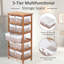 Midsomer 5 Drawer Dresser Wicker Basket Storage Shelf Unit Natural Finish
