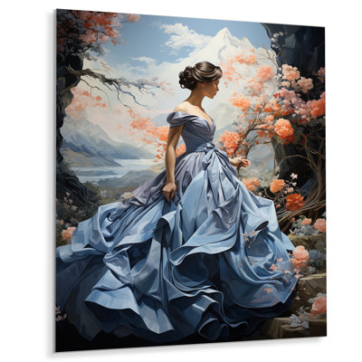 Bleu français robe élégante - salon d'art mural en métal Dior