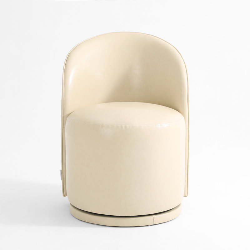 Upholstered Swivel Barrel Chair, Cream
