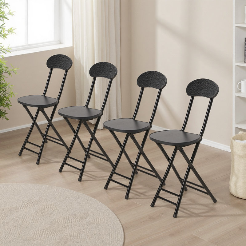4pcs Portable and Foldable Dining Chairs, Black