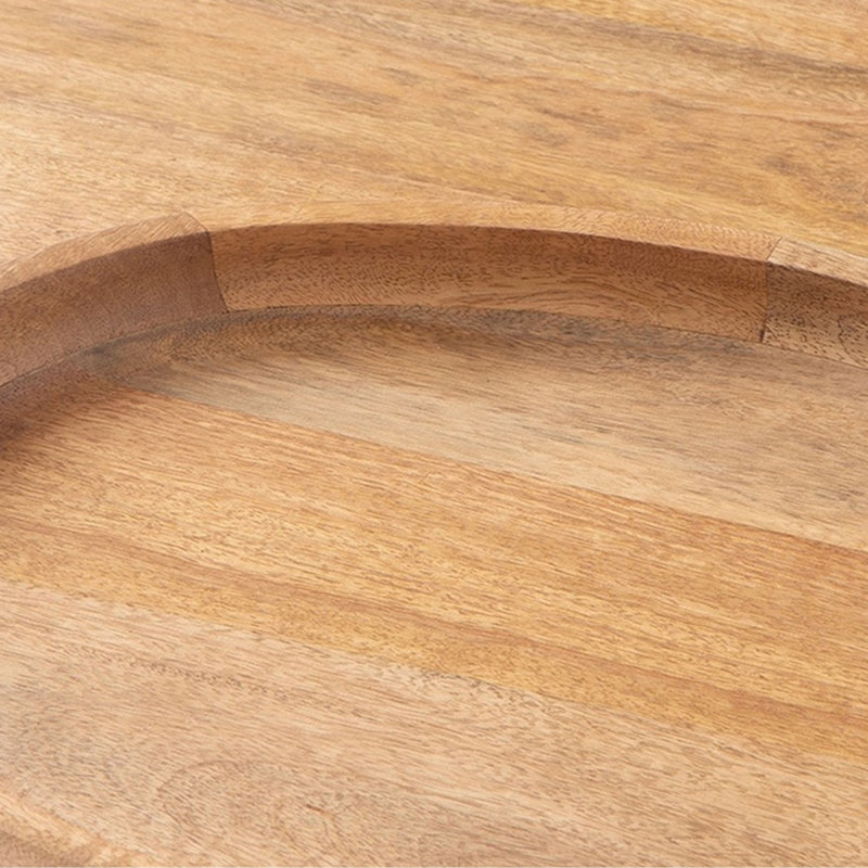 Jocelyne Contemporary 17" Brown Wood & Metal Serving Tray Set