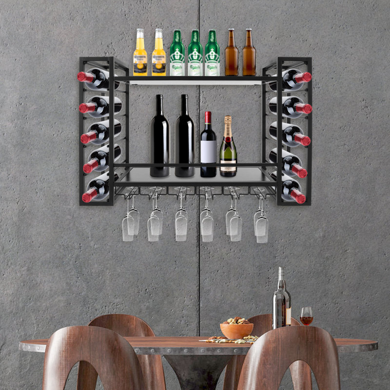 Wall Mounted Wine Storage Display Shelf, Black