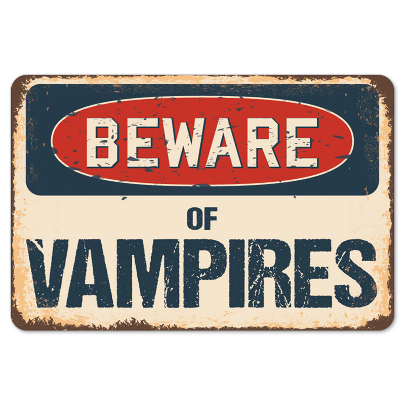 Decal-Vampires_Beware Of Vampires Rustic Sign Signmission Classic Rust Décoration Plaque murale
