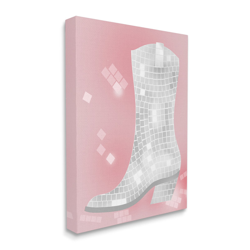 Impression sur toile, motif de disco rose, H 20 po x l 16 po x P 1,5 po