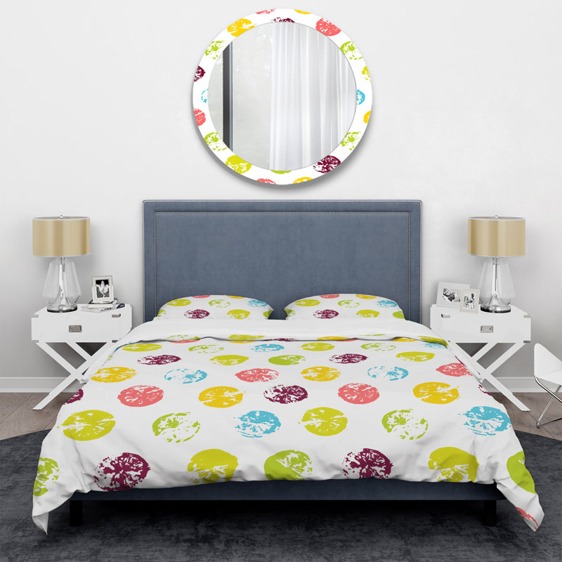 Ensemble de housse de couette en microfibre jaune / blanc 3 pièces, Housse de couette double / grand + 2 taies décora