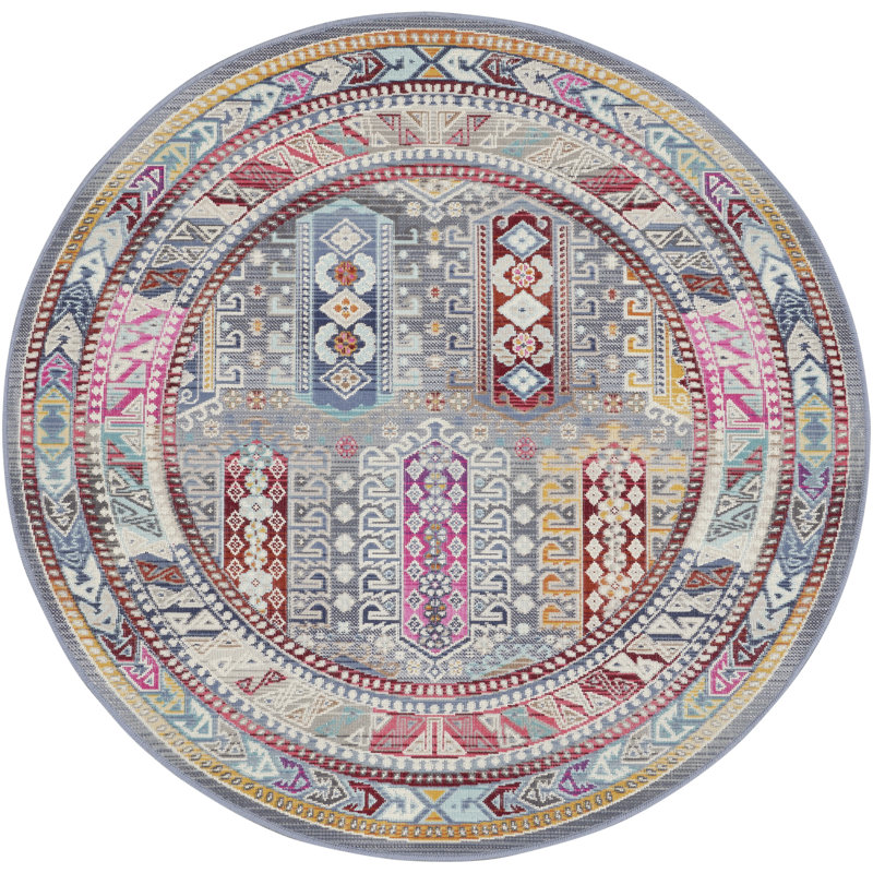 Oldham Ikat Area Rug, Round 115cm
