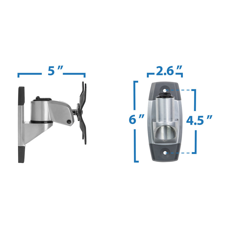 Silver and Black Aluminum Wall Mount Monitor Arm