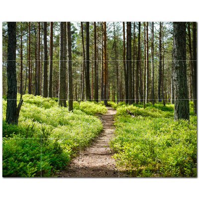 Trees Photo 8'' x 8'' Satin Ceramic Decorative Mural