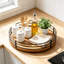 Organisateur de plateau tournant 13 pouces Lazy Susan, plateau rotatif rond en bois de chêne massif avec structure en maille de fer, rangement pivotant à 360 degrés pour l'armoire de cuisine