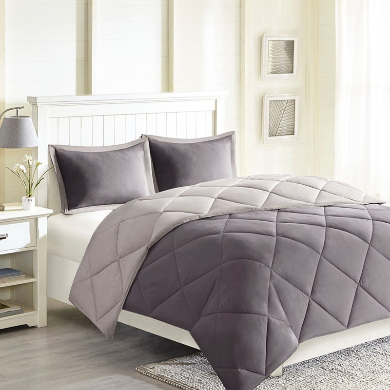 Édredon pour lit simple / très grand 3M, Gris, Édredon simple + 2 taies décoratives