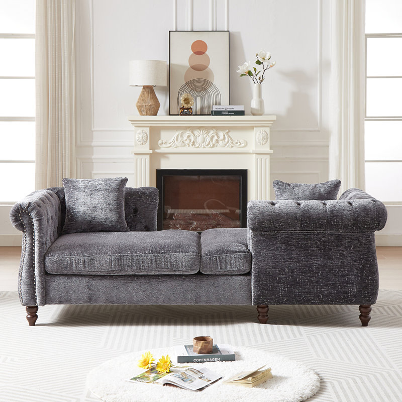 Canapé 81 po en chenille, Gris
