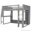 Lit mezzanine en bois avec bureau, étagères à rangement multiples, DEL et portemanteau suspendu-812467045