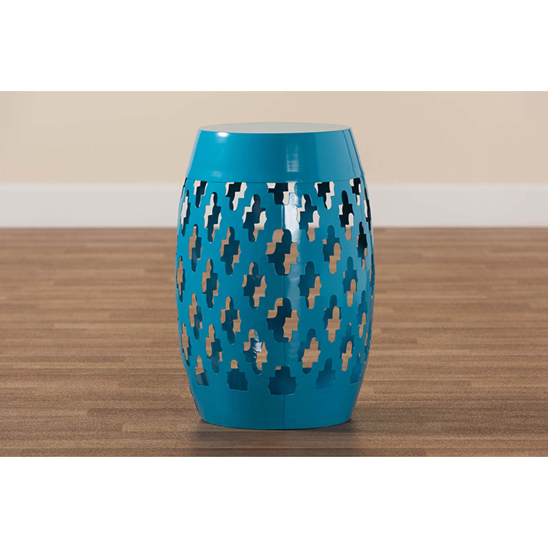 Berberia Round Metal Outdoor Side Table , 12.2'' in. W 12.2'' in. D, Blue