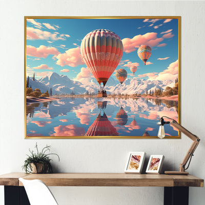 «A Playful Hot Air Balloon Bliss», reproduction d'art en montgolfière