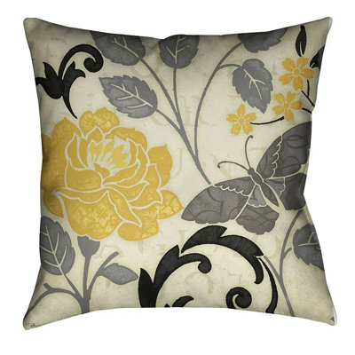 Perfect Petals II Yellow Indoor Decorative Pillow
