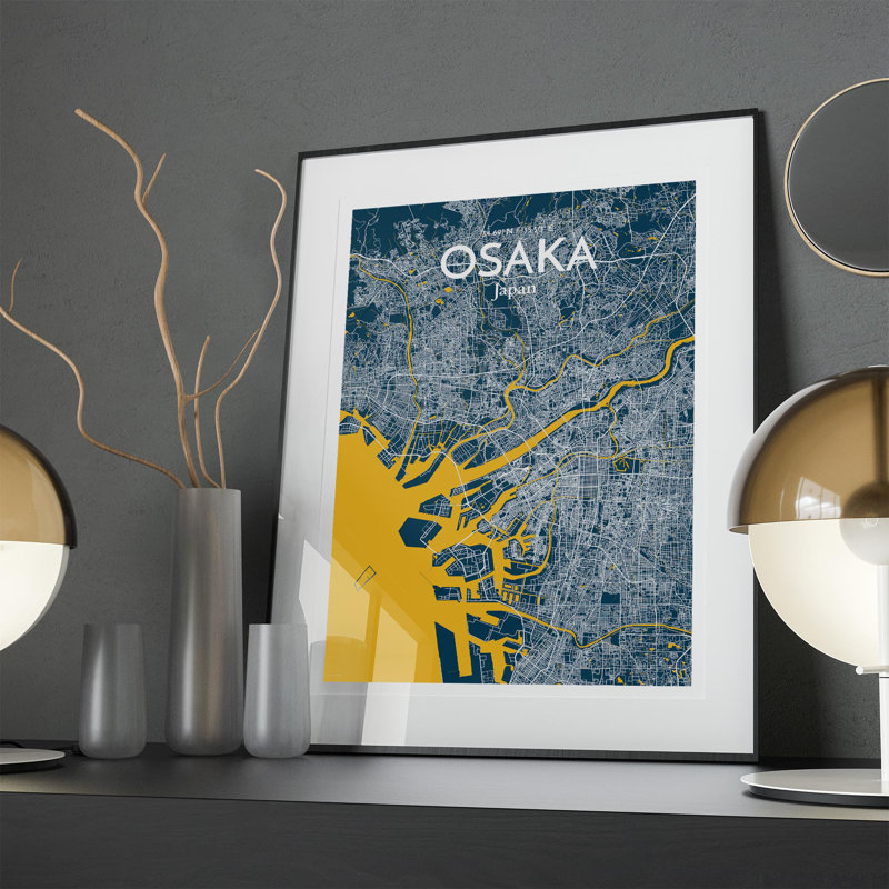 Osaka City Map in Amuse 1 Piece Wall Art, 27.6cm H x 19.7cm W x 0.05cm D