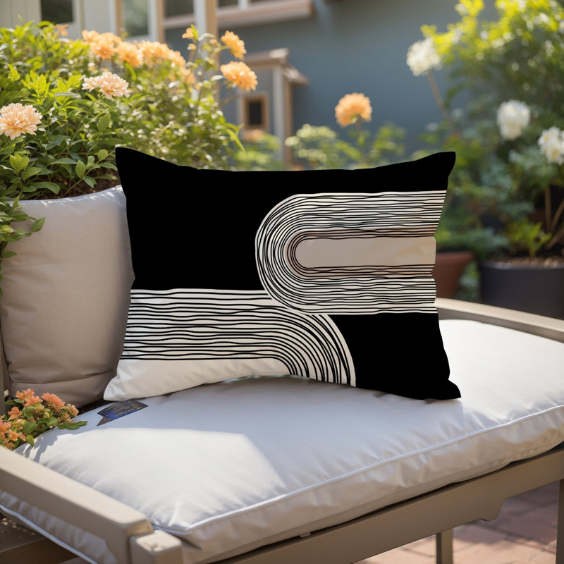 Housse et insert de coussin rectangulaire intérieur / extérieur en polyester filé Cassie, Beige, H 14 po x l 20 po