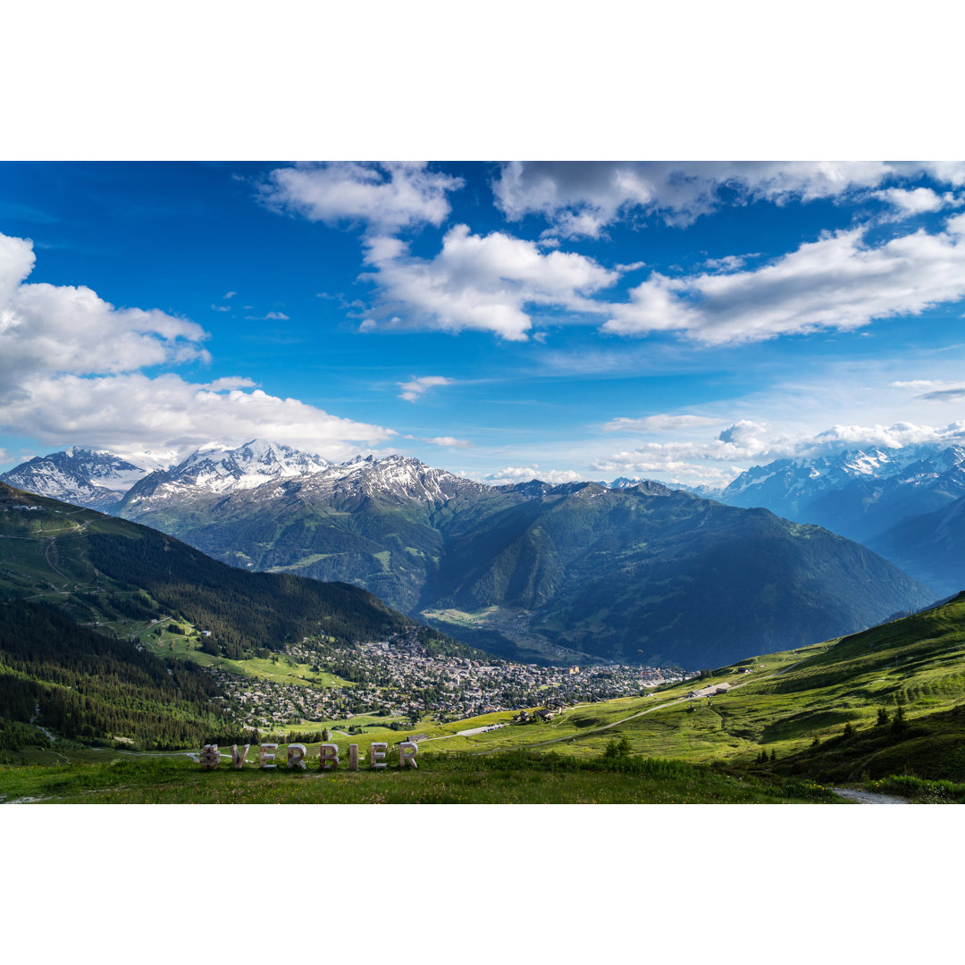 Verbier Dorf in den Schweizer Alpen - Drucken