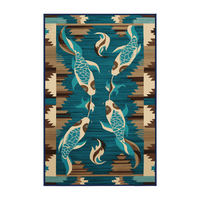 Tapis lavable Koi Fish Southwestern, Tapis de couloir 2 pi x 4 pi