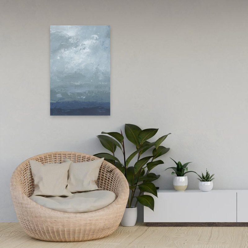 Blueprint - Abstract Blue Clouds Gray, 24" H x 16" W