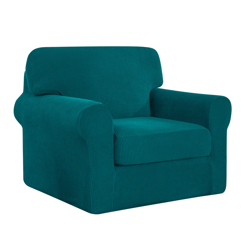 Stretch Separate Box Cushion Armchair Slipcover, Green