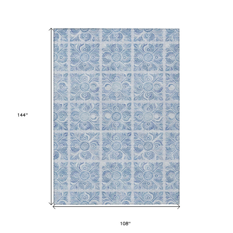 Tapis intérieur lavable 9 pi x 12 pi bleu ciel et bleu denim