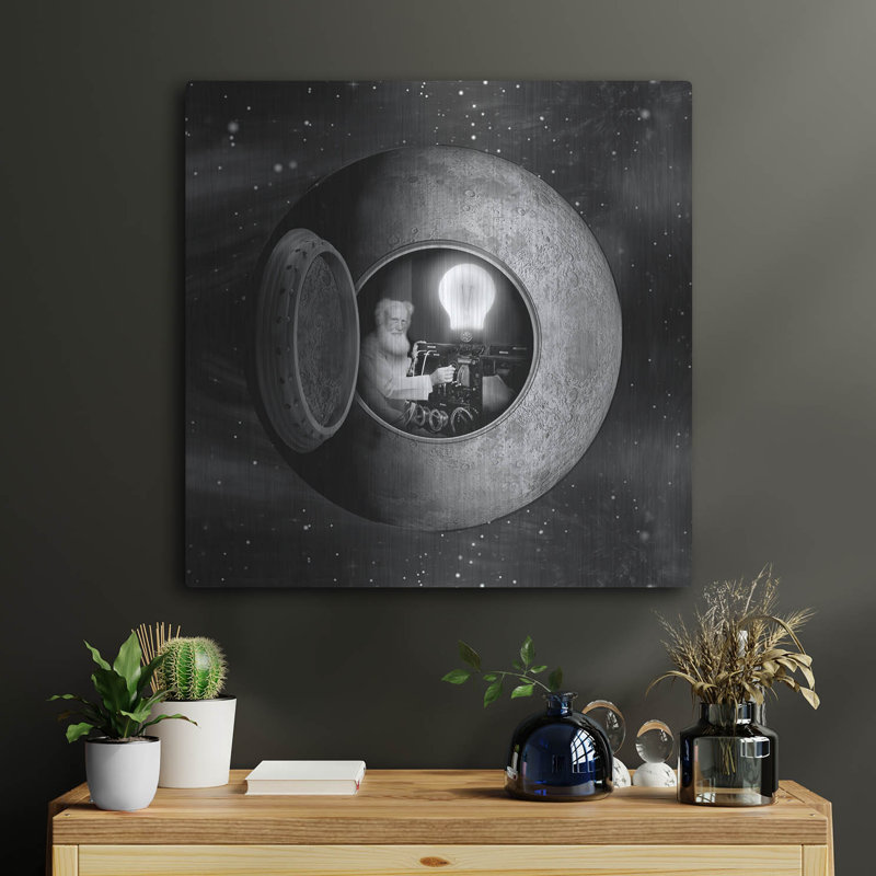  «Man In The Moon» par John Hovenstine, art mural en métal, 24 po x 24 po, H 24 po x l 24 po