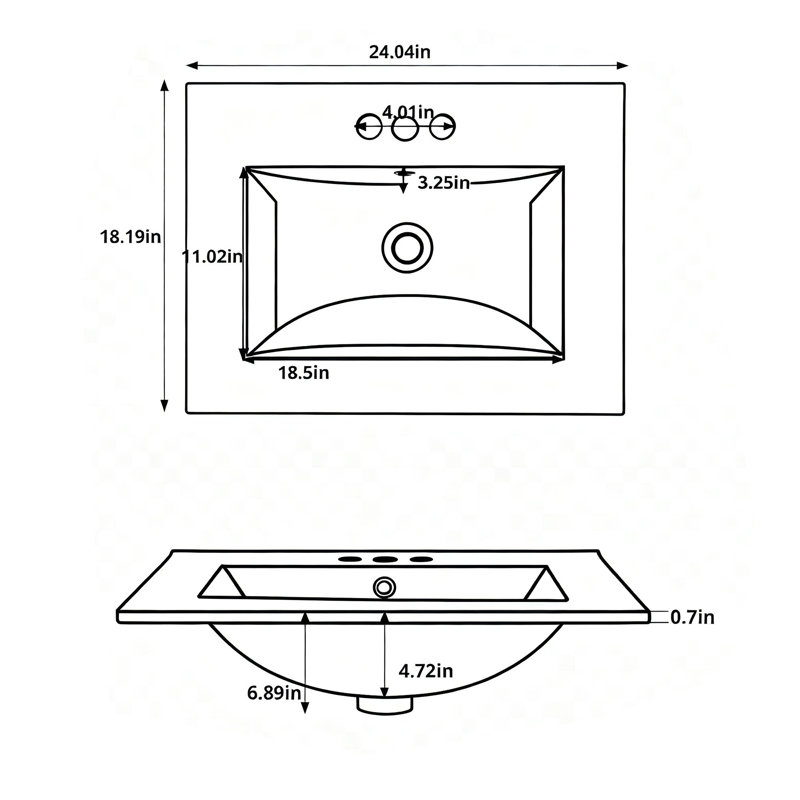 24" Single Bathroom Vanity with Sink, Black