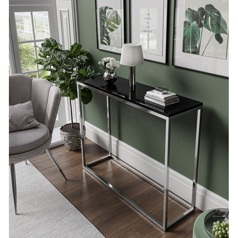 Burmaster Console Table, 80cm H x 100cm W x 30cm D, Black, Silver