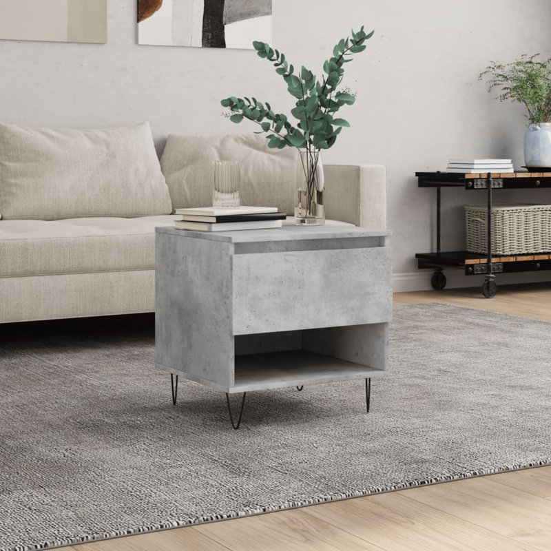 Delmira Four Leg Coffee Table with Storage, Concrete Grey